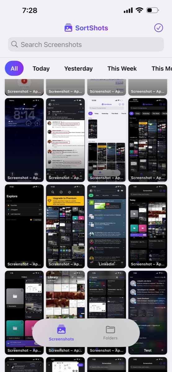 SortShots screenshot inbox